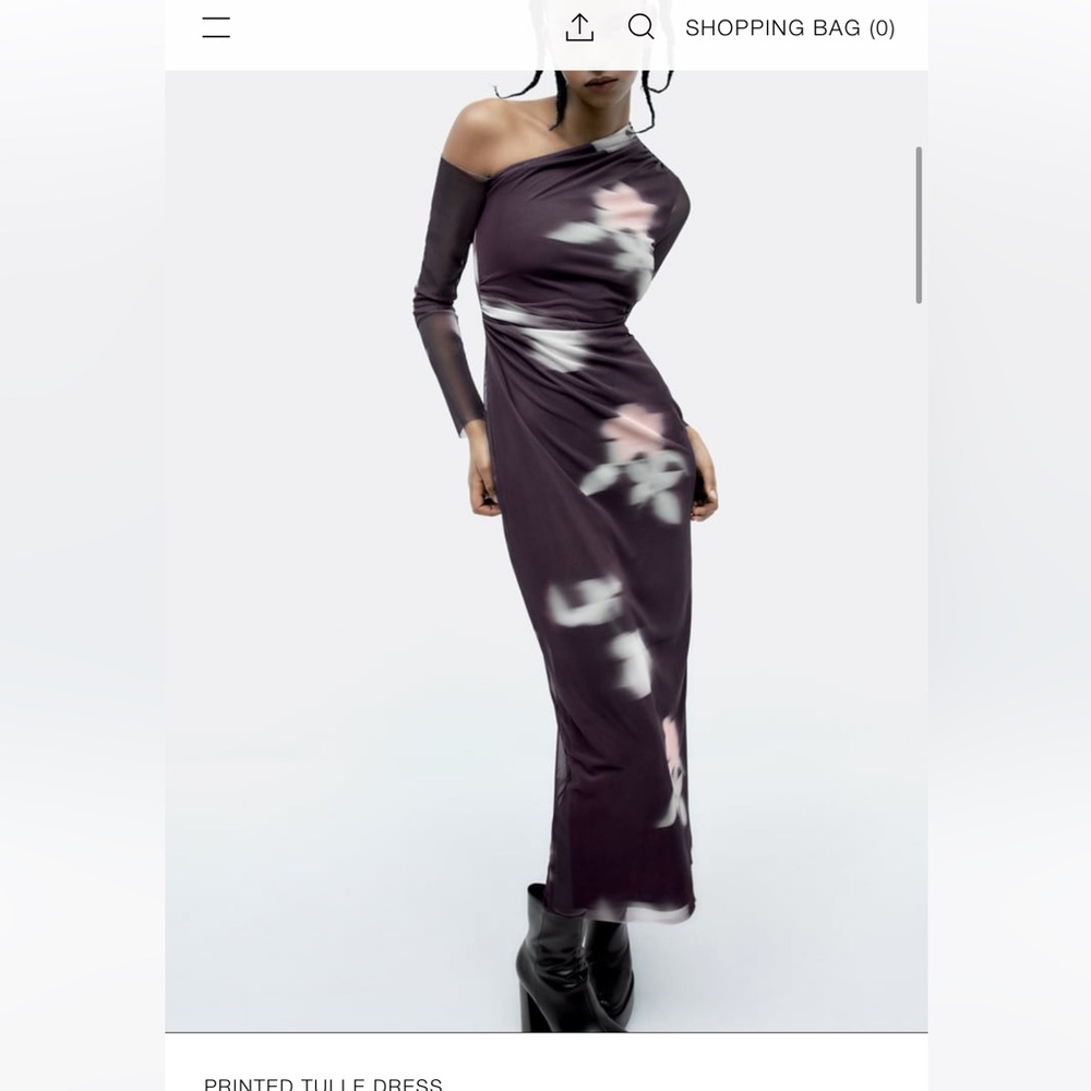 Zara XXL Midi Asymmetrical Dress Lilac Color - Picture 2 of 10
